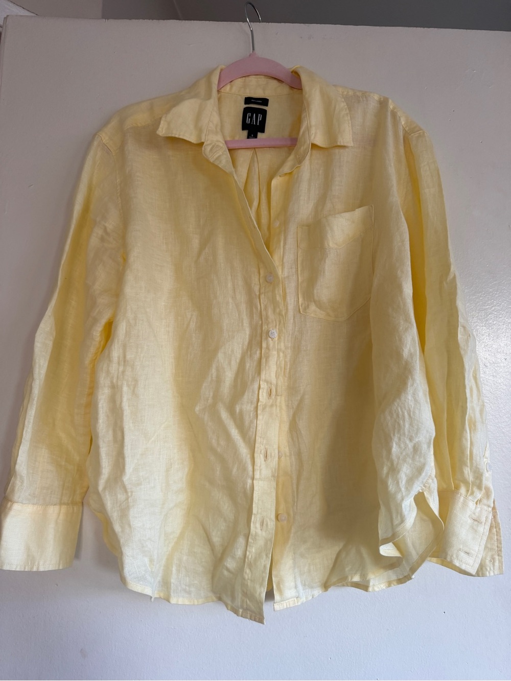GAP Butter Yellow Linen Button-Down Shirt